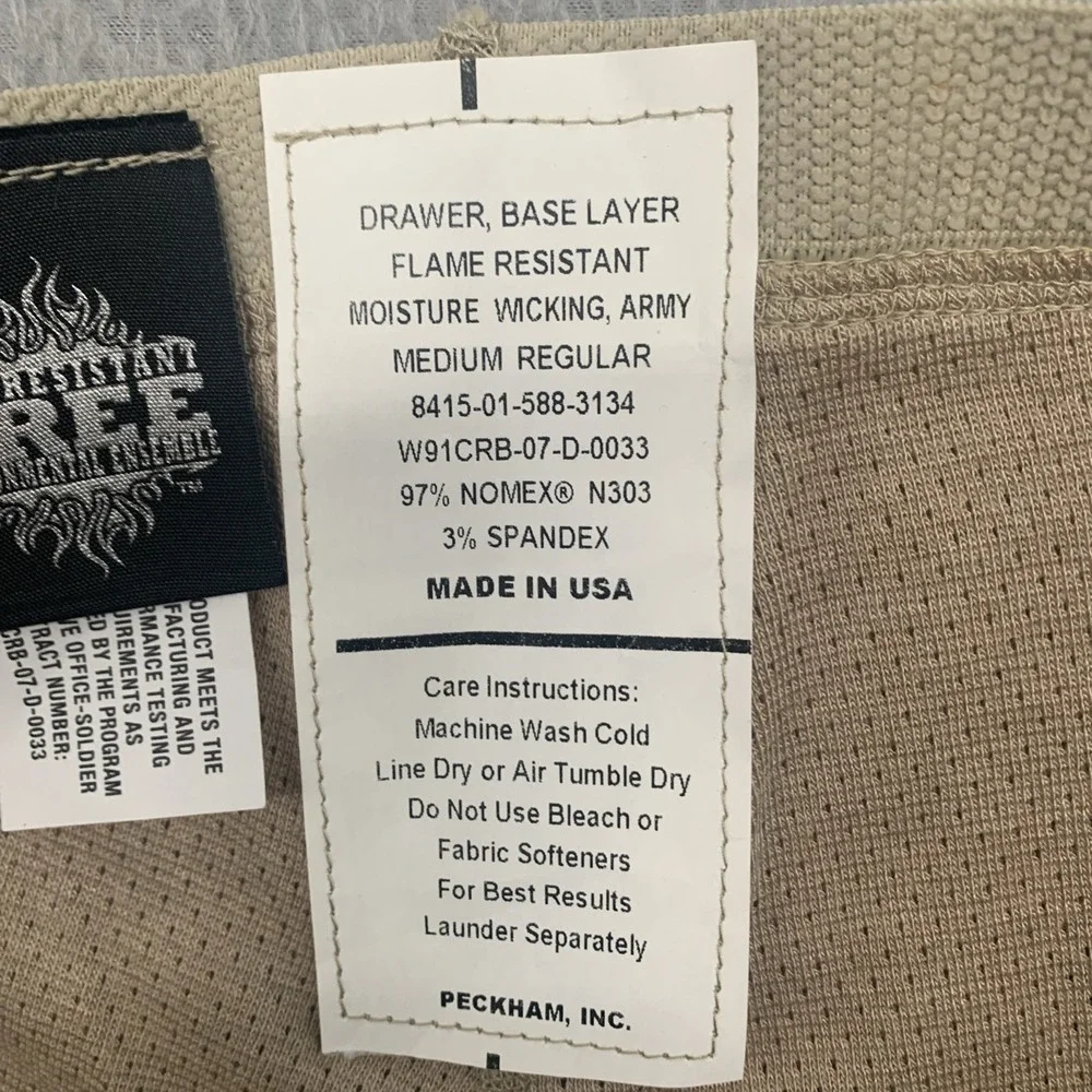 USGI Military Fire Resistant Nomex Flight Bottoms Base Layer Drawers‎ Tan Size M
